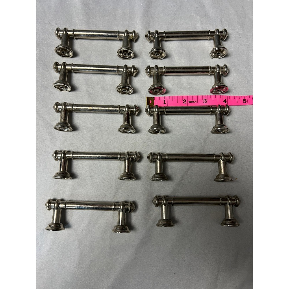 10 Pack Vintage Style Silver Bar Cabinet Pulls 3 Inch Center to Center Handles